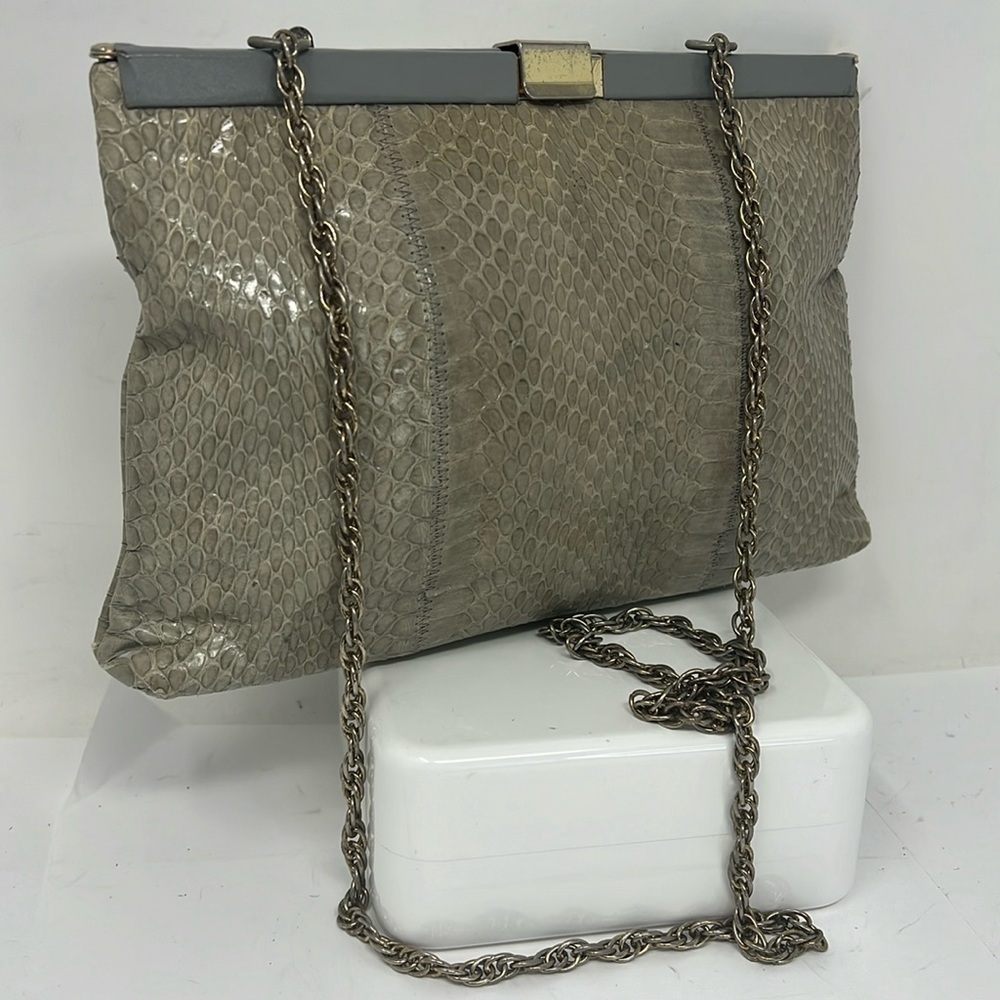 Snakeskin Gray Top Structures Clutch Shoulder Bag